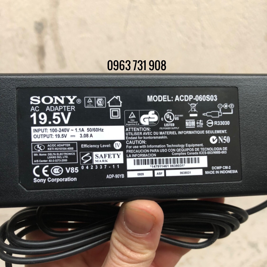 Bộ nguồn tivi Sony 19.5v 3.08A chính hãng bảo hành 12 tháng 1 đổi 1