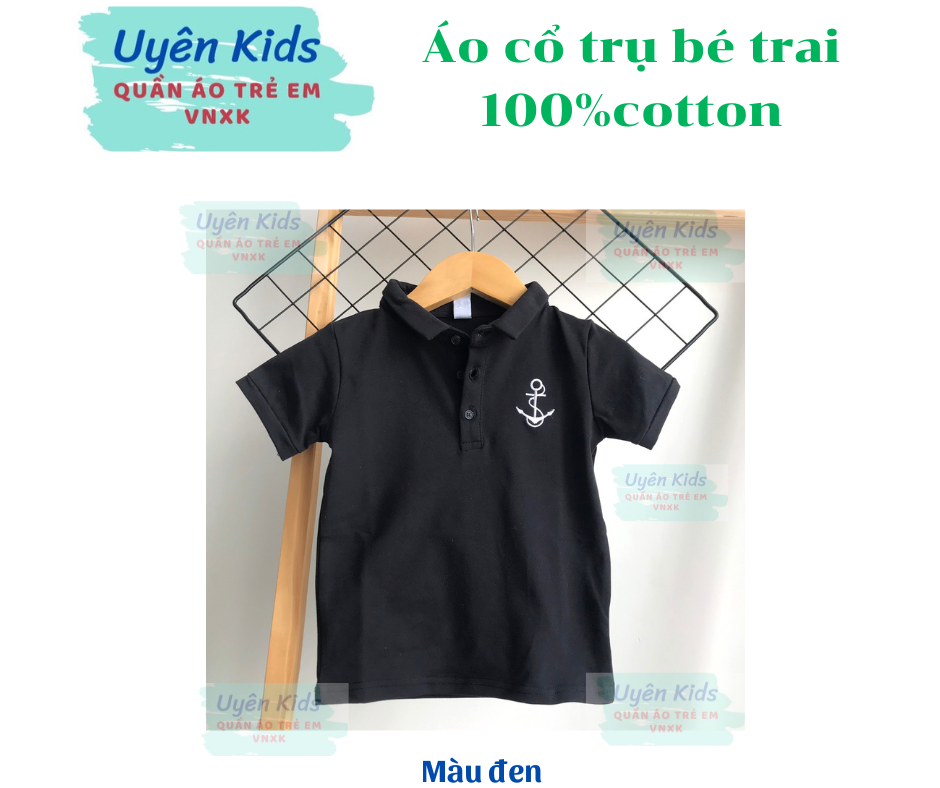 Áo cổ trụ bé trai cotton 100% lịch sự đứng form