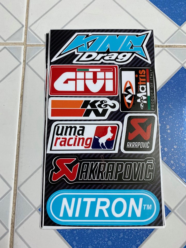[HCM]TEM LOGO 10 x 18 KING DRAG GIUI KN MATRIS UMA RACING AKRAPOVIC NITRON
