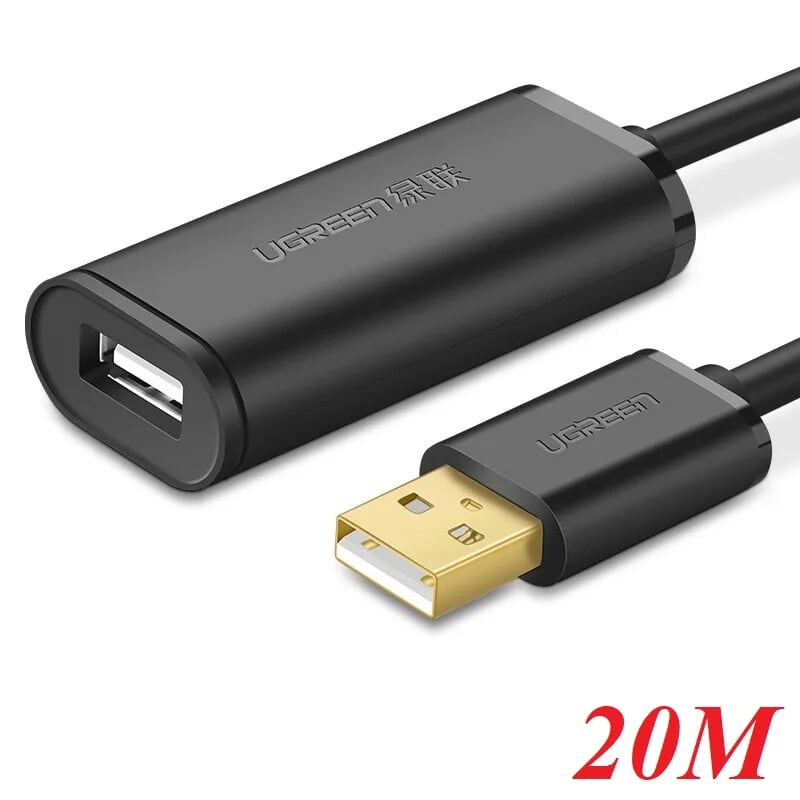 Ugreen 10324 20m màu đen cáp tín hiệu nối dài usb 2.0 có chip khuếch đại cao cấp us121