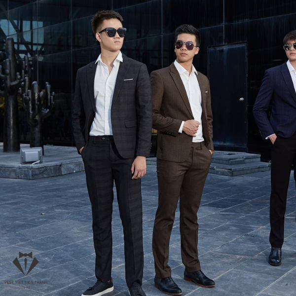 Bộ Vest Caro Xanh Nhạt Cao Cấp
