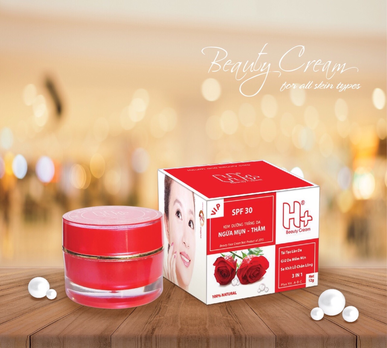 Kem H+ dưỡng trắng da ngừa mụn thâm 12g