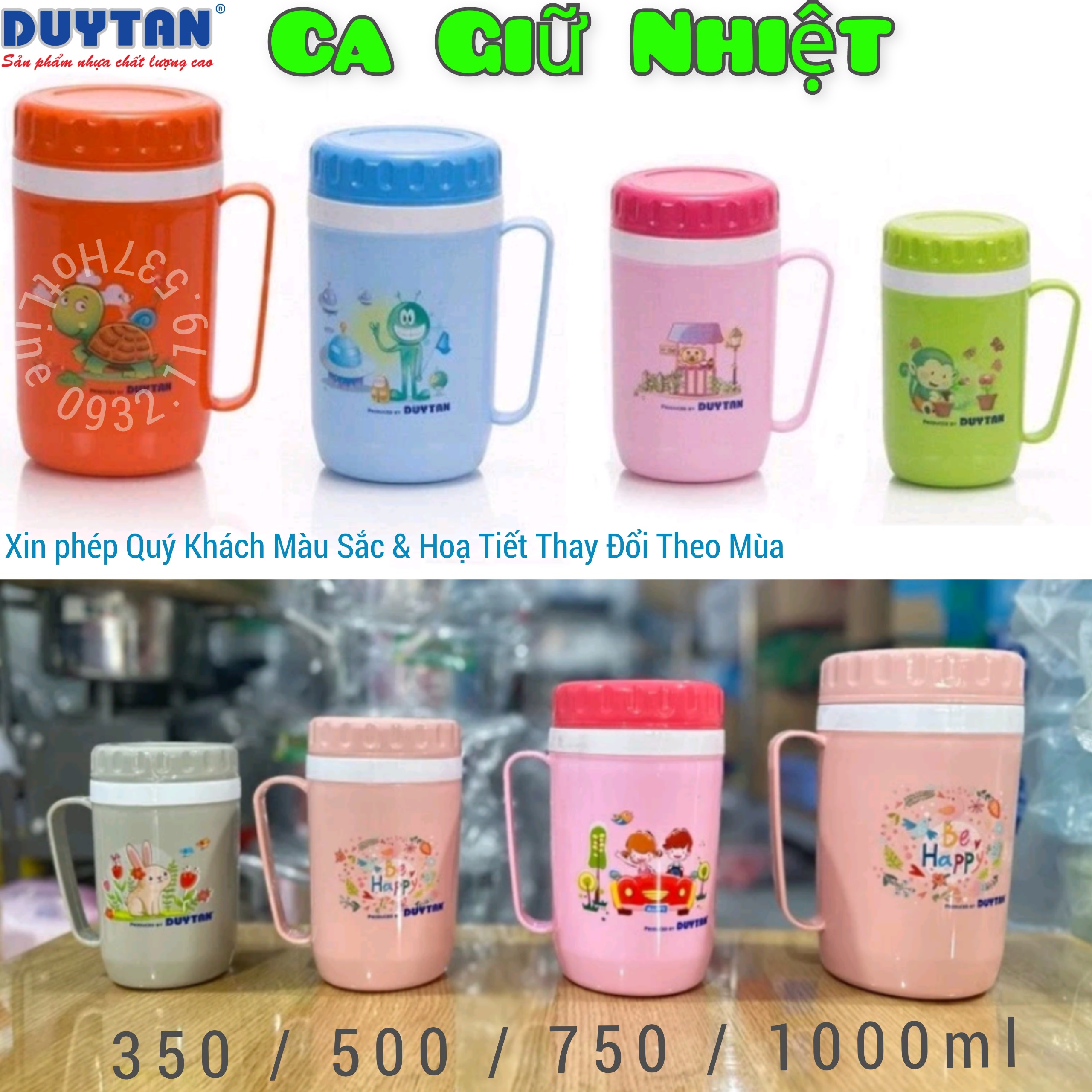 Ca cách nhiệt duy tân dung tích 350ml - 500ml - 750ml - 1000ml
