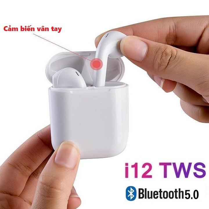 Tai nghe Bluetooth I12 không dây cảm ứng vân tay âm thanh hifi 5.0 tai nghe nhét tai thông minh mini