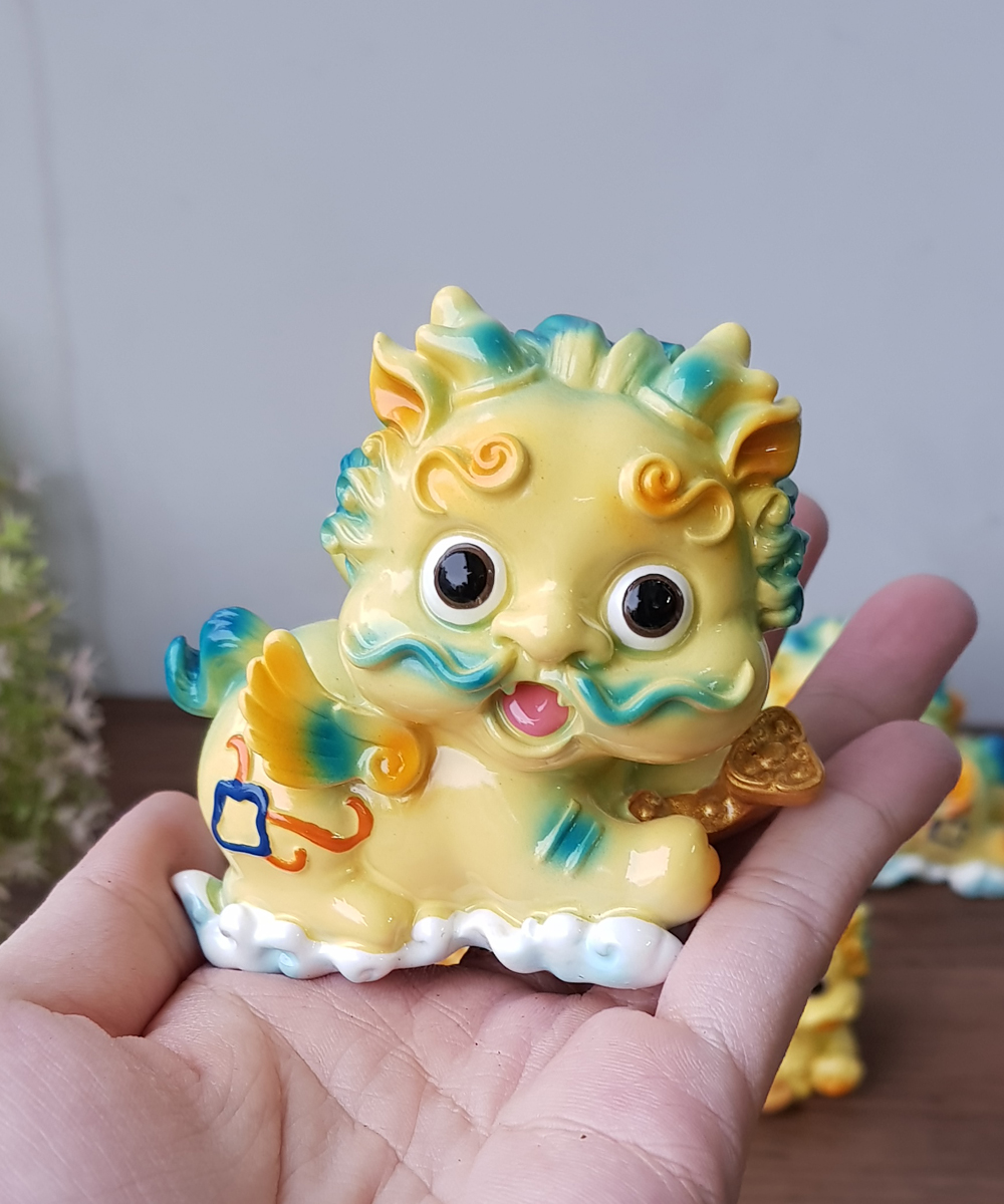 [HCM]Cặp Kỳ Lân sứ size lớn 8x7cm màu vàng