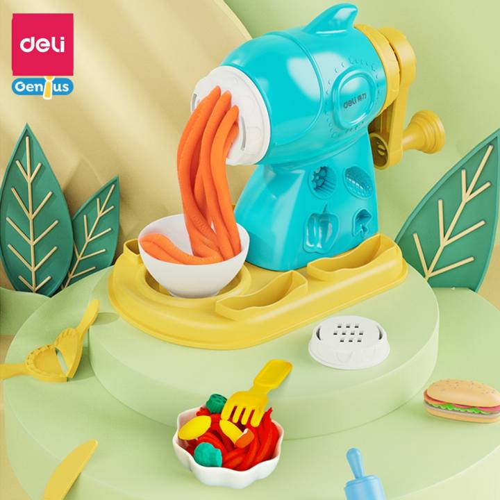 Bộ đồ chơi Đất nặn Deli - Máy làm Mì, Hamburger kèm dụng cụ và khuân - Màu tự nhiên, an toàn, không dính tay cho bé - Hình ảnh 3
