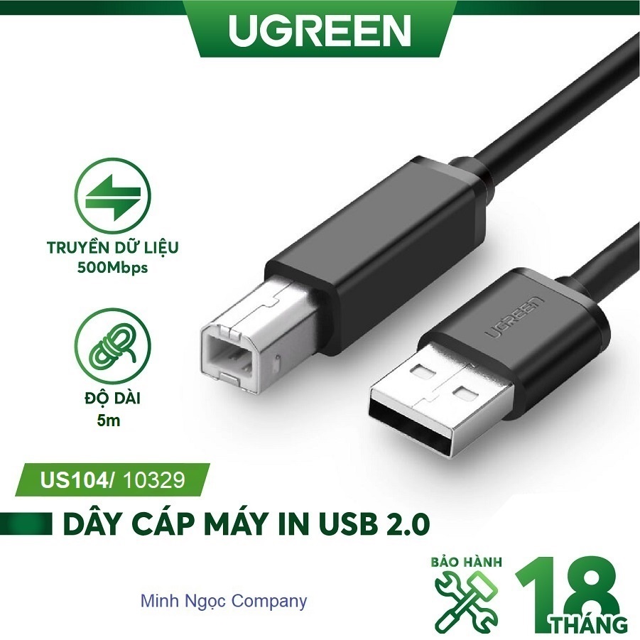Dây máy in usb 2.0 dài 1,5m đến 5m ugreen 10845 us104 - hàng