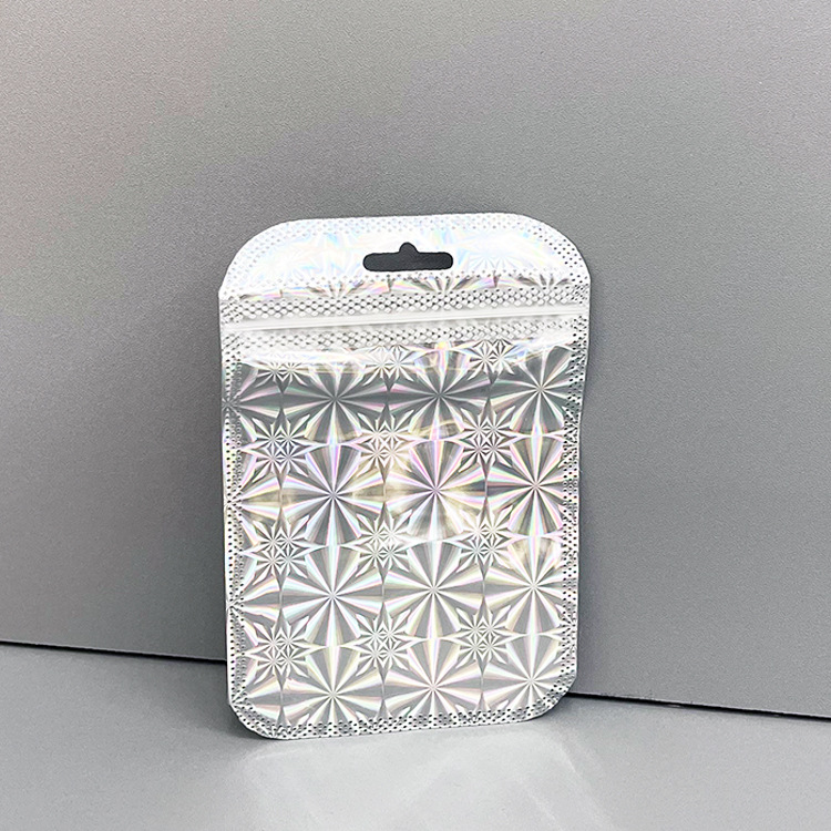 Túi zip hologram màu bạc đựng đồ trang sức