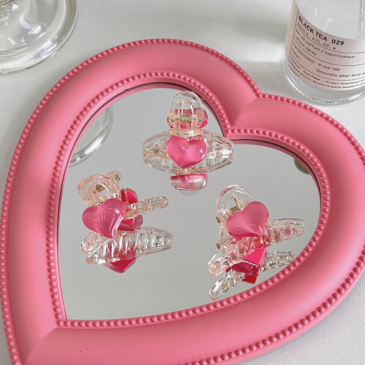 Kẹp tóc tim hồng gấp nhỏ đáng yêu