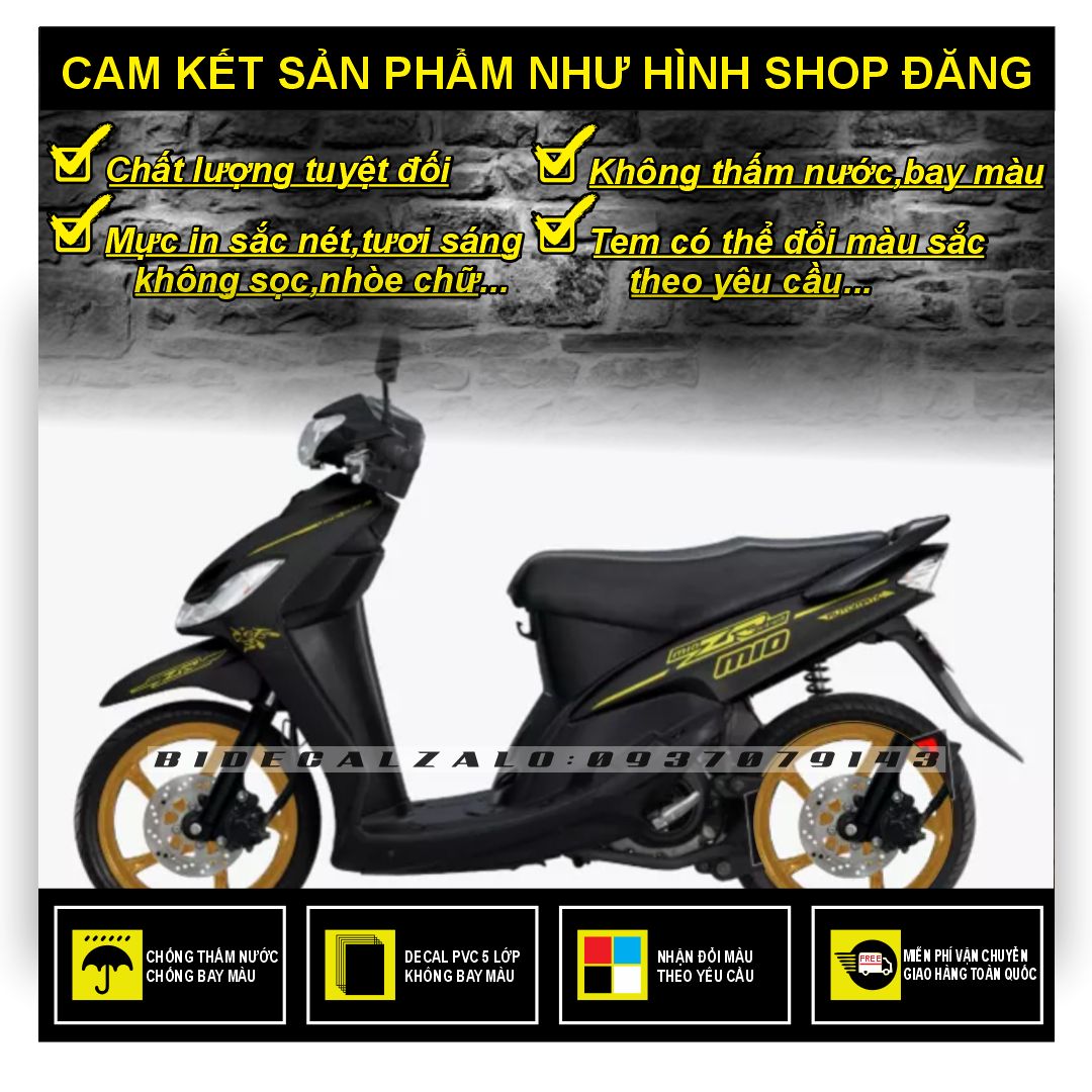 Tem rời mio zr phối dán xe đen