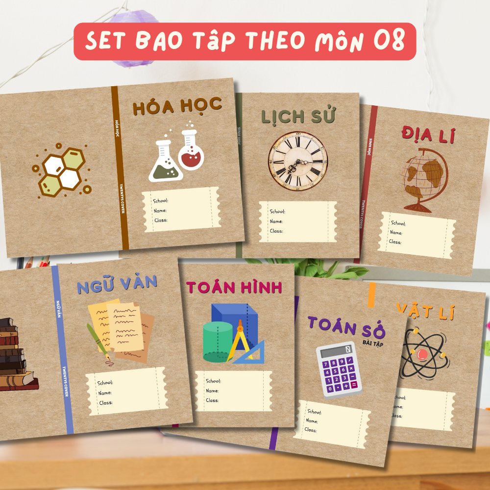 Set giấy bao tập theo môn mẫu số 09