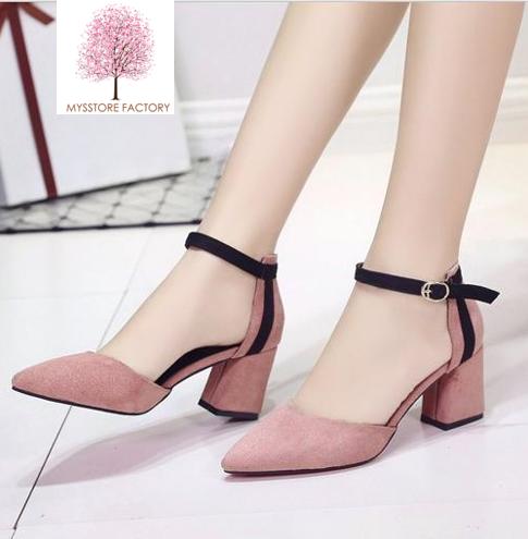 Giay Cao Gót Bít Mũi Viền 7p Nhung CG-0217