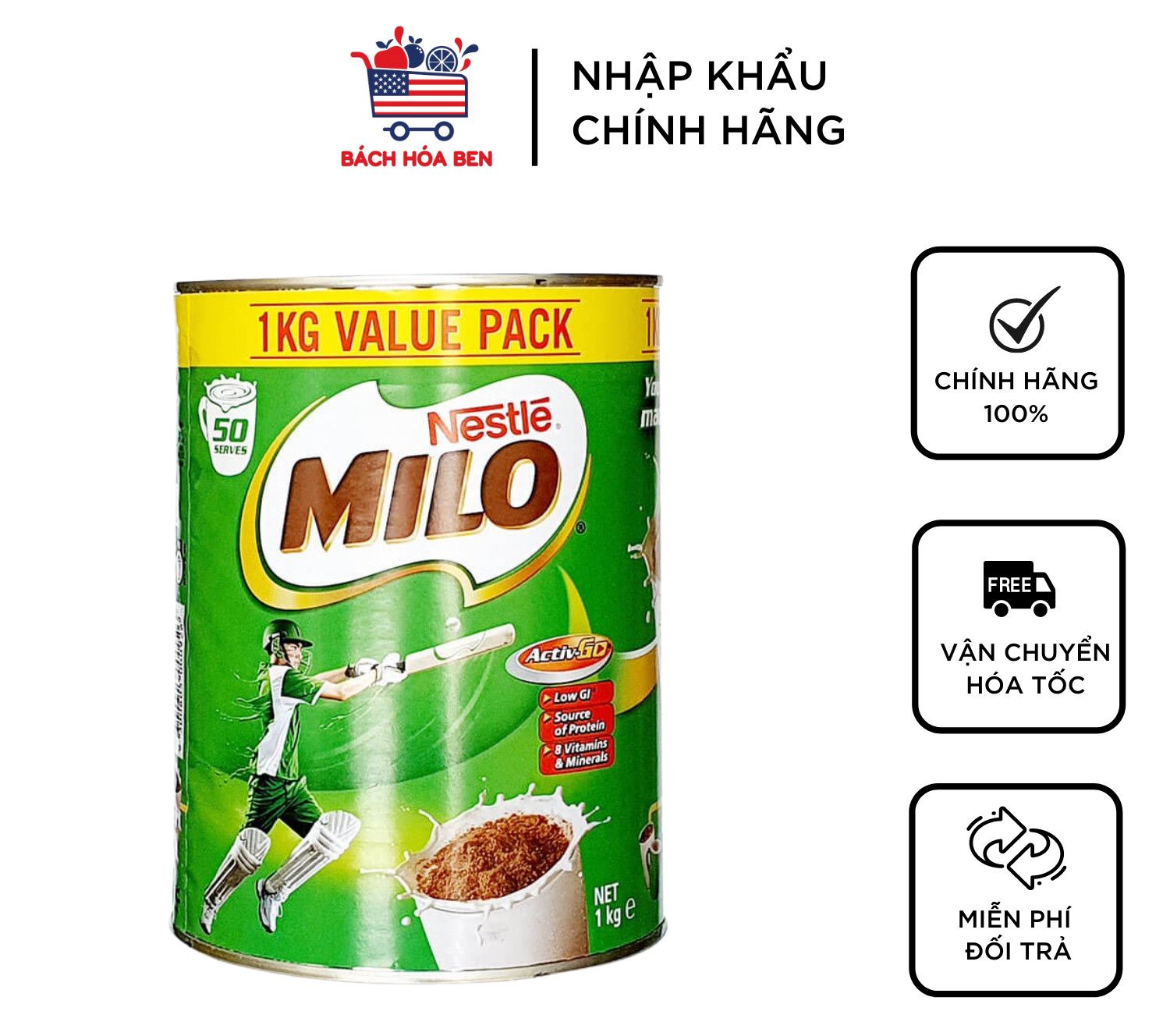 [HCM] Milo ÚC lon 1kg- Date