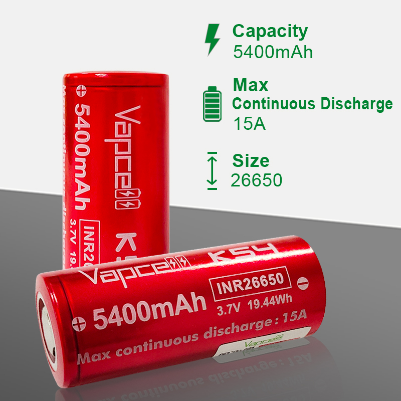 Pin sạc Vapcell K54 26650 5400mah 15A