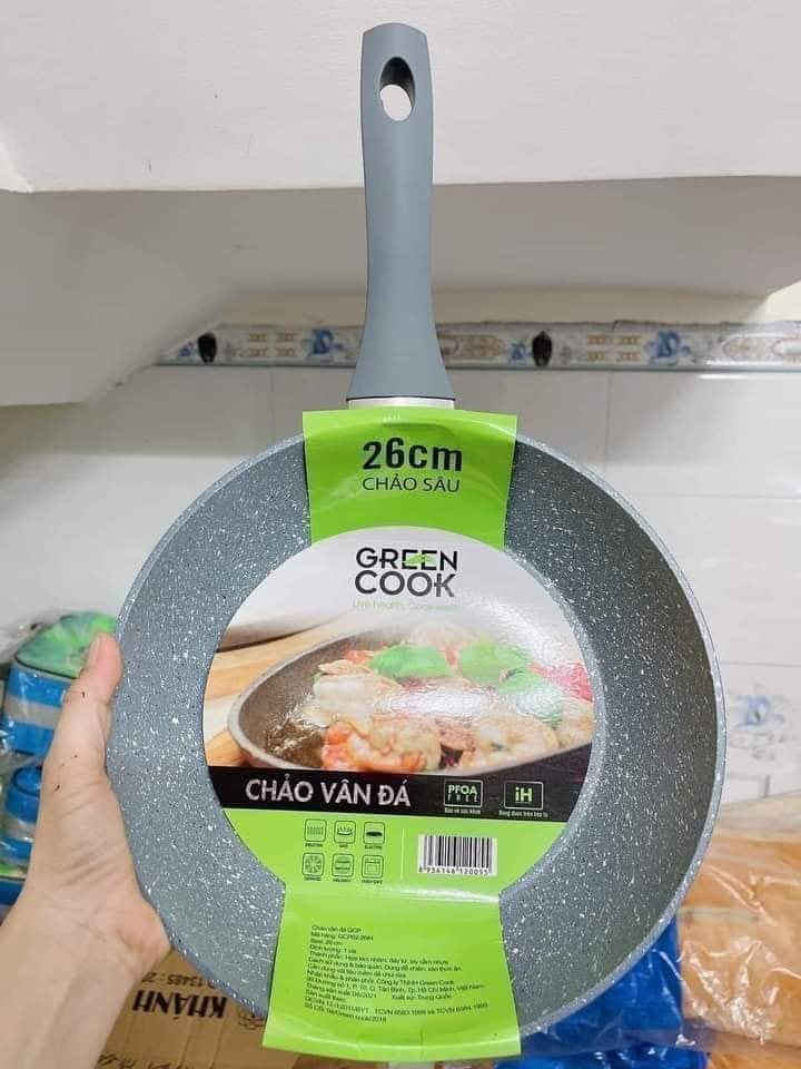 Chảo Sâu Vân Đá Đáy Từ Green Cook 26cm