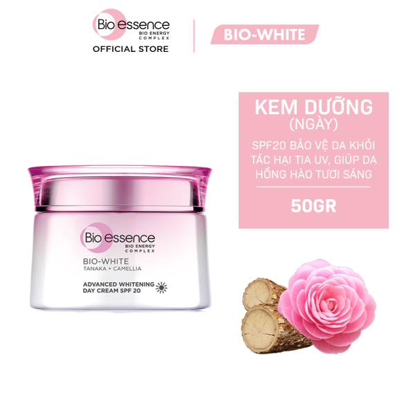 Kem dưỡng trắng chuyên sâu ban ngày Bio-Essence Bio-White Advanced Whitening Day Cream chiết suất Tanaka & Camellia 50gr