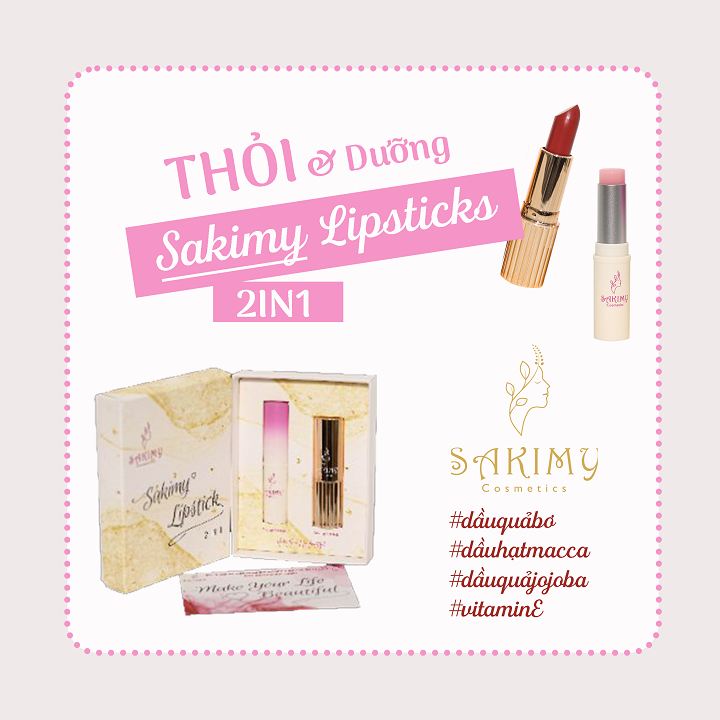 Sét Son Sáp Siêu lỳ và son dưỡng mềm mịn Sakimy ( hàng chính hãng)
