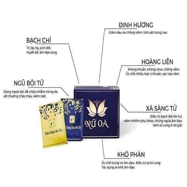 VIÊN ĐẶT PHỤ KHOA NỮ OA  ( 6 viên đặc + 6 gói cốt xông ) - khít hơn ,sạch hơn ,hồng hơn