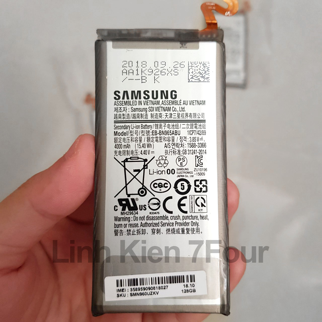 Pin dùng cho Samsung Note 9 pin zin tháo máy mã EB-BN965ABU