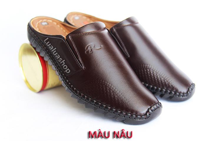 Giày sục nam da thật L34. Bảo hành 12 tháng