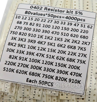 Sách điện trở 0402 với 80 trị số 50 cái mỗi loại tổng 4000pcs