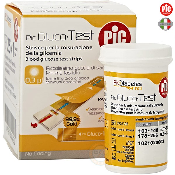 Que thử đường huyết Pic Gluco Test 25 que