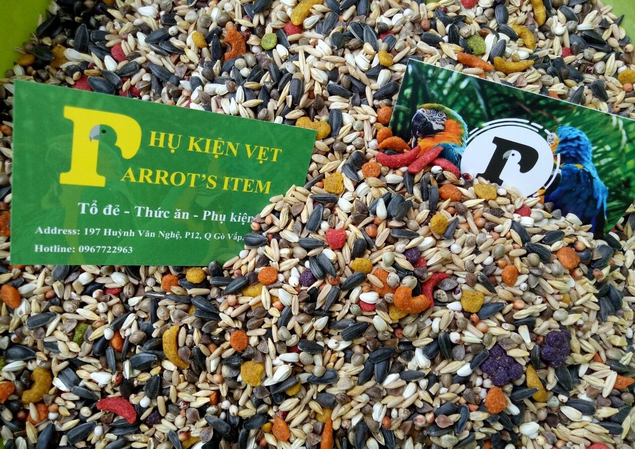 1KG HẠT TRỘN KÈM HẠT TRÁI CÂY CHO VẸT LORY, CAIQUE, SUN, XÍCH, RING NECK