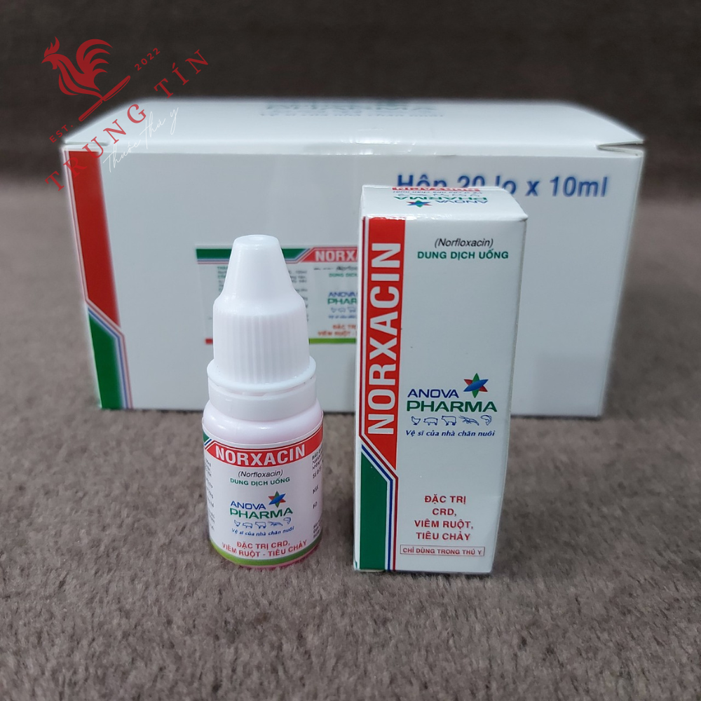 HCM - Norxacin  lọ 10ml cho gà (đặc trị CRD , viêm ruột , tiêu chảy) công ty Anova Pharma