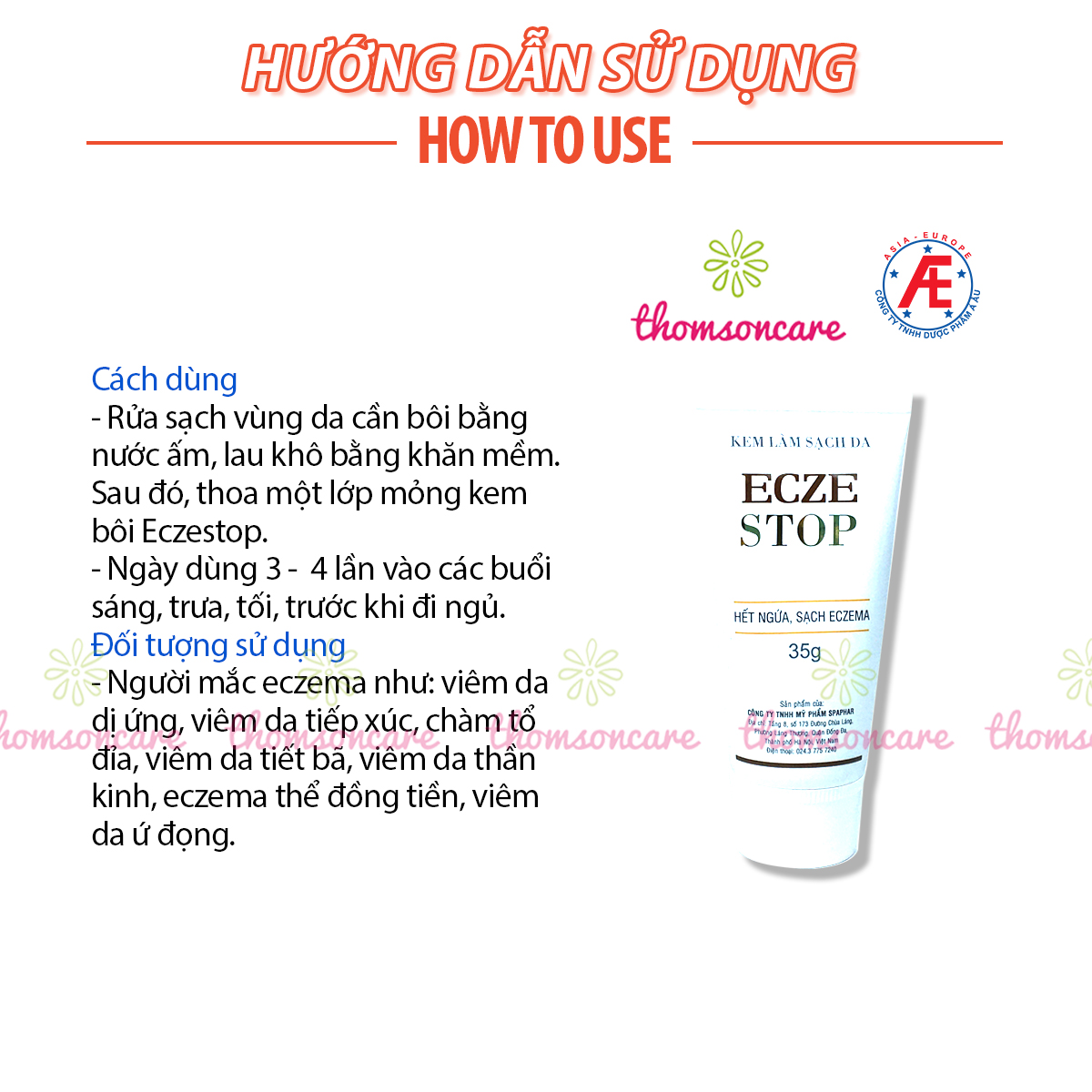 Ecze stop - chăm sóc da , làm sạch và duy trì độ ẩm cho da, giúp hết ngứa, sạch da - Thomsoncare