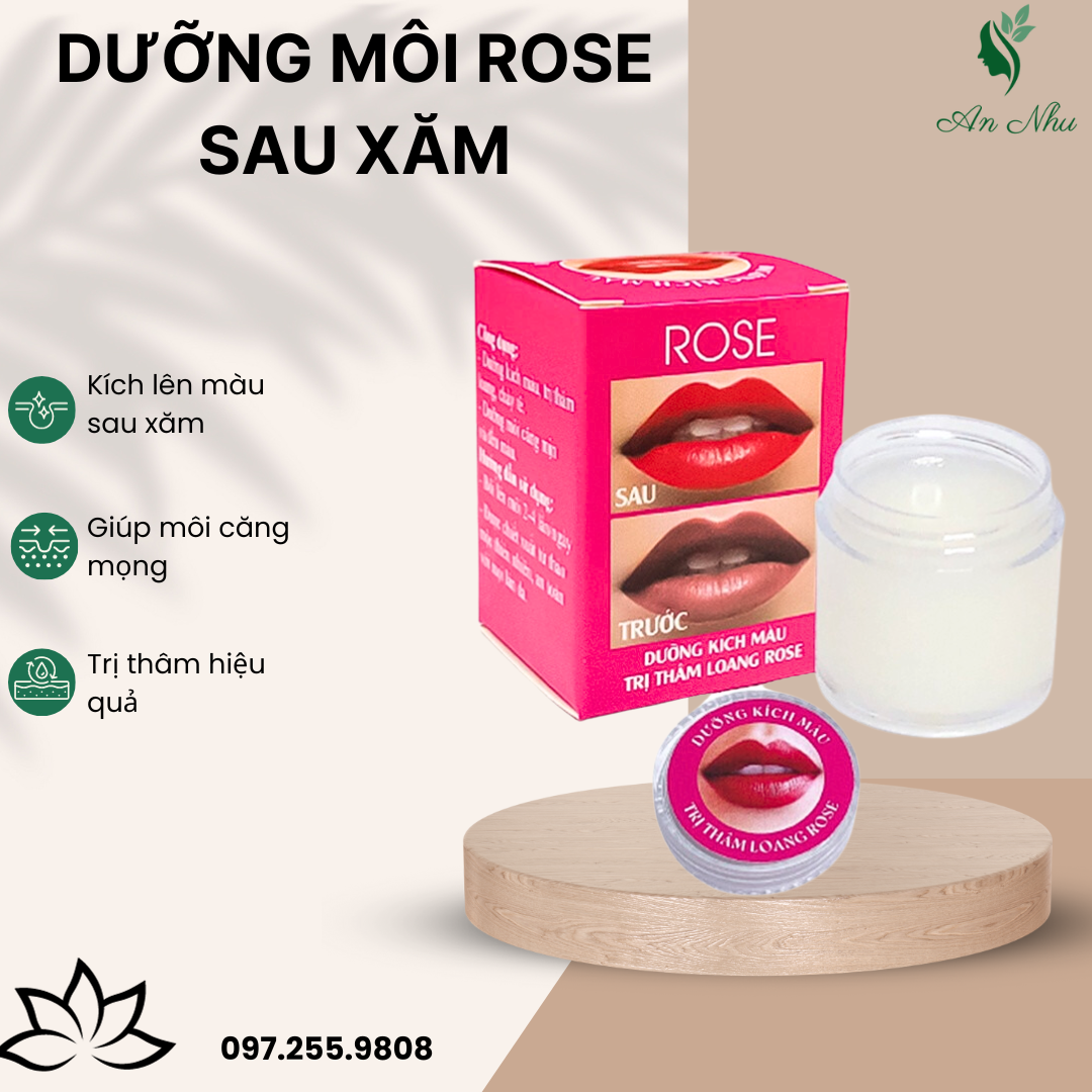 Dưỡng môi rose sau xăm