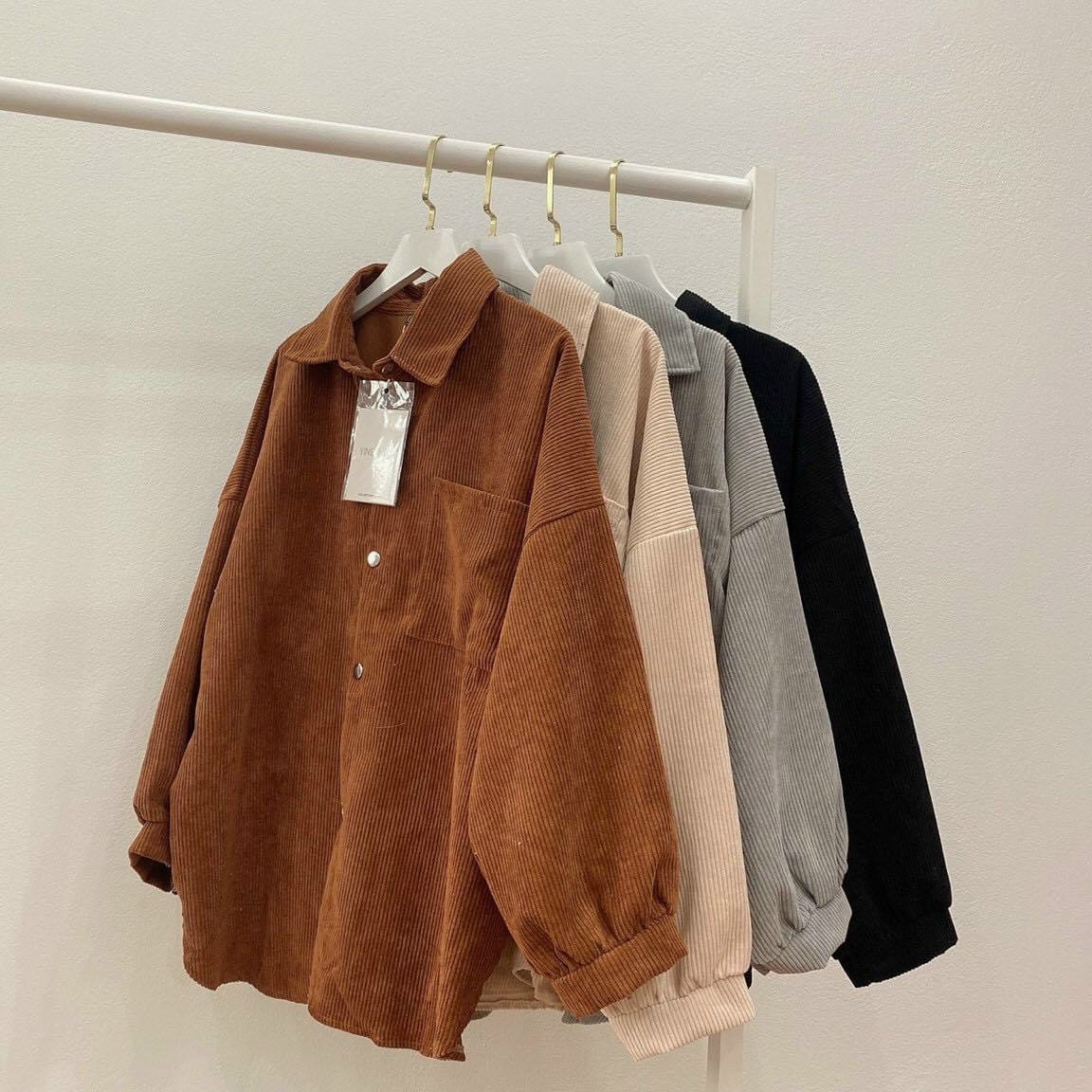 ÁO KHOÁC NHƯNG GÂN FORM RỘNG CÀI NÚT UNISEX THỜI TRANG NỮ CAO CẤP