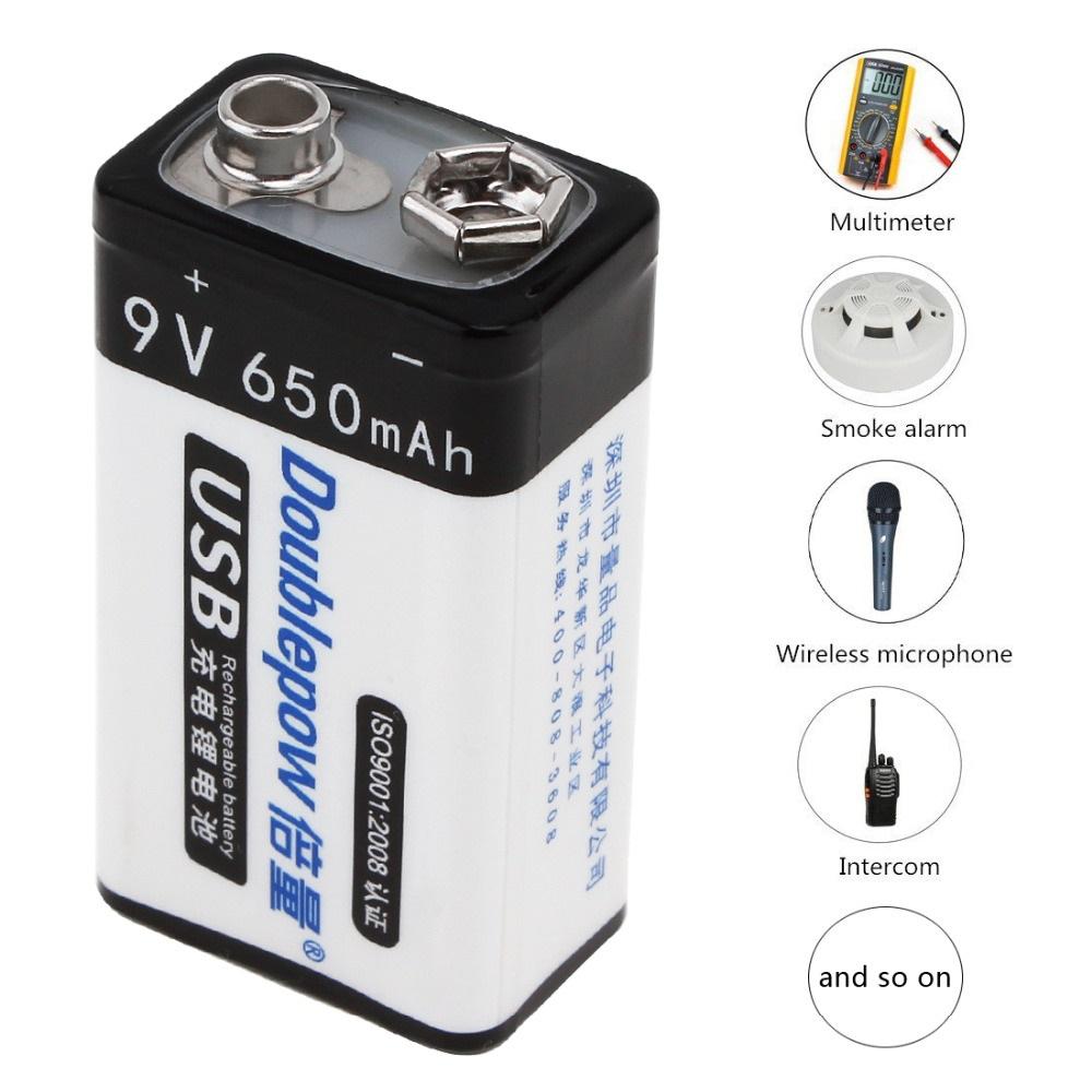 Pin sạc Doublepow 9V 650mAh có cổng Micro USB sạc trực tiếp