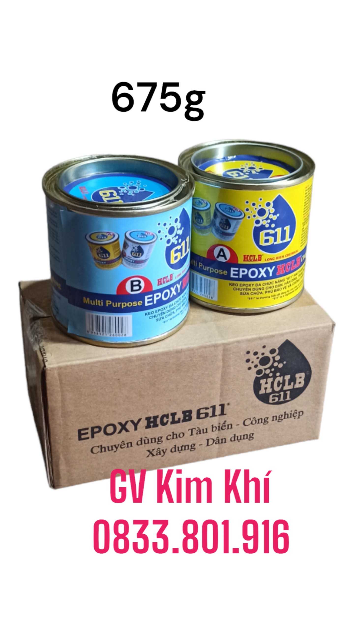 Keo dán đa năng, keo ab epoxy 611, keo 2 thành phần, keo gắn bu lông, dán đá, sắt, nhựa , 273g, 675g