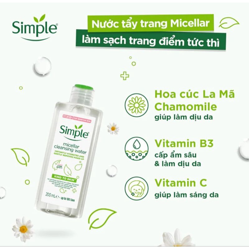 Nước Tẩy Trang Simple Micellar Cleansing Water 200ml