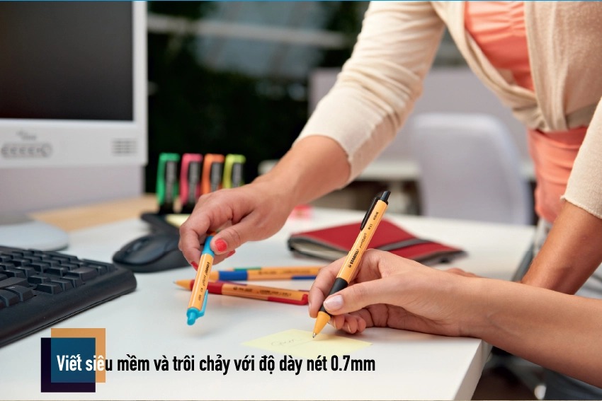 Combo Bút bi bấm STABILO  pointball POINT ( Xanh, Đen, Đỏ, Xanh lá, Tím, Xanh nhạt)