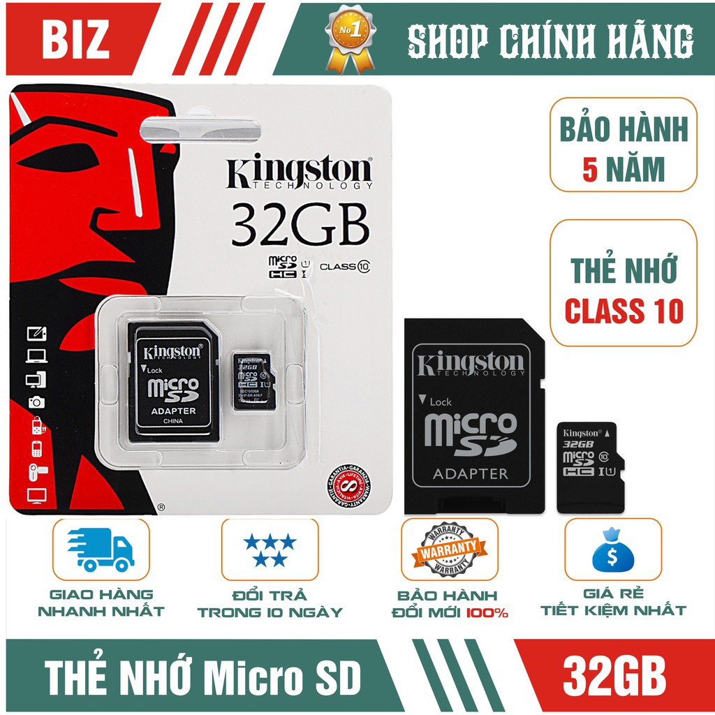 Thẻ nhớ Kingston Microsd Class 10 - bảo hành 5 năm!!!
