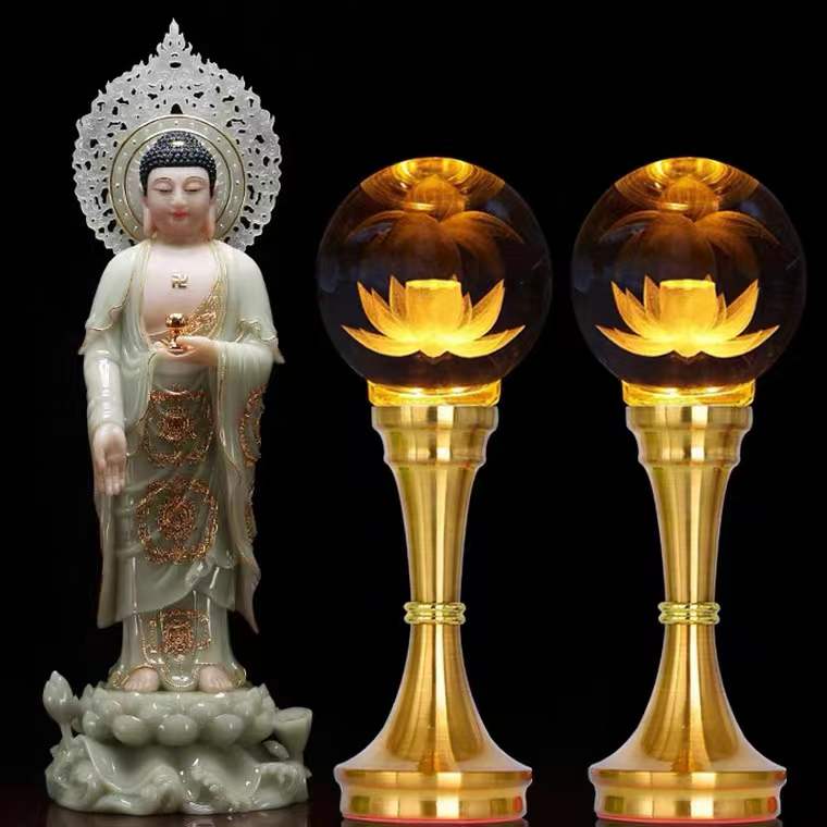 CẶP 2 CHIẾC ĐÈN LED HOA SEN PHA LÊ THỜ CÚNG TRANG TRÍ
