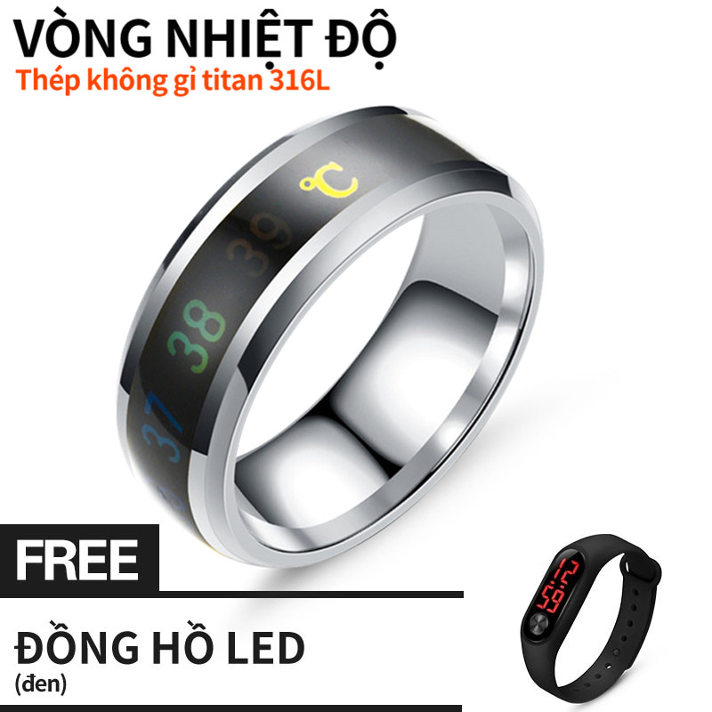 [Đồng hồ LED Xiaomi miễn phí] Vòng hiển thị nhiệt độ sáng tạo thông minh Vòng nhiệt độ bằng thép không gỉ Tâm trạng