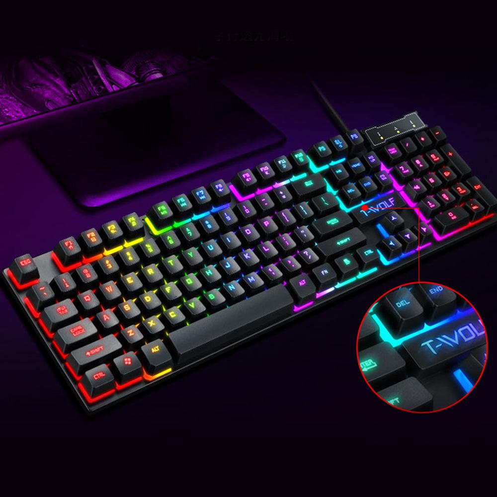 Bàn phím led game T Wolf T20 giả cơ keyboard có đèn 7 màu