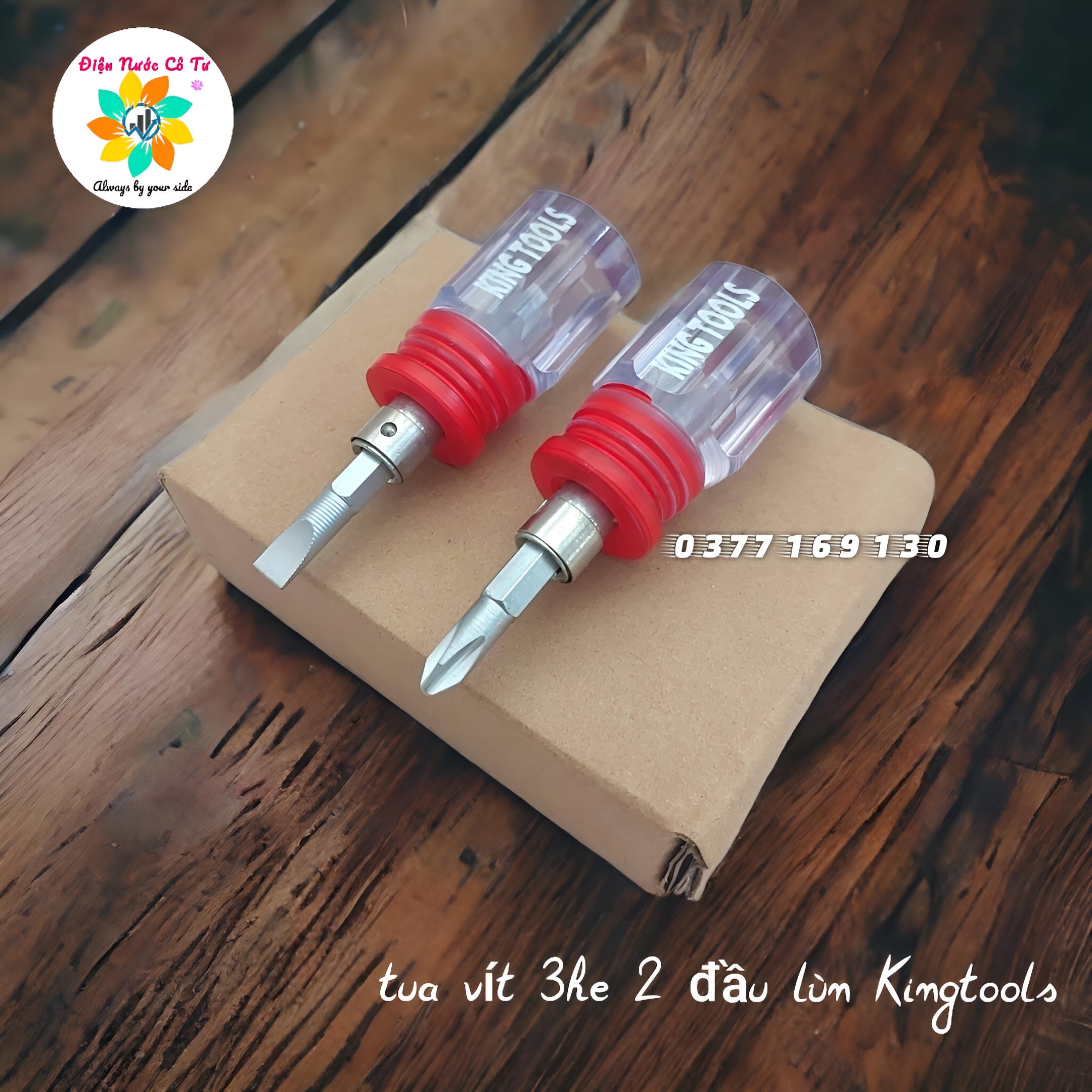 Tua vít ba ke 2 đầu ngắn Kingtools - Tua vít lùn đẹp, tua vít ngắn vàng đỏ, tua vít lùn 2 đầu thép chất lượng cao