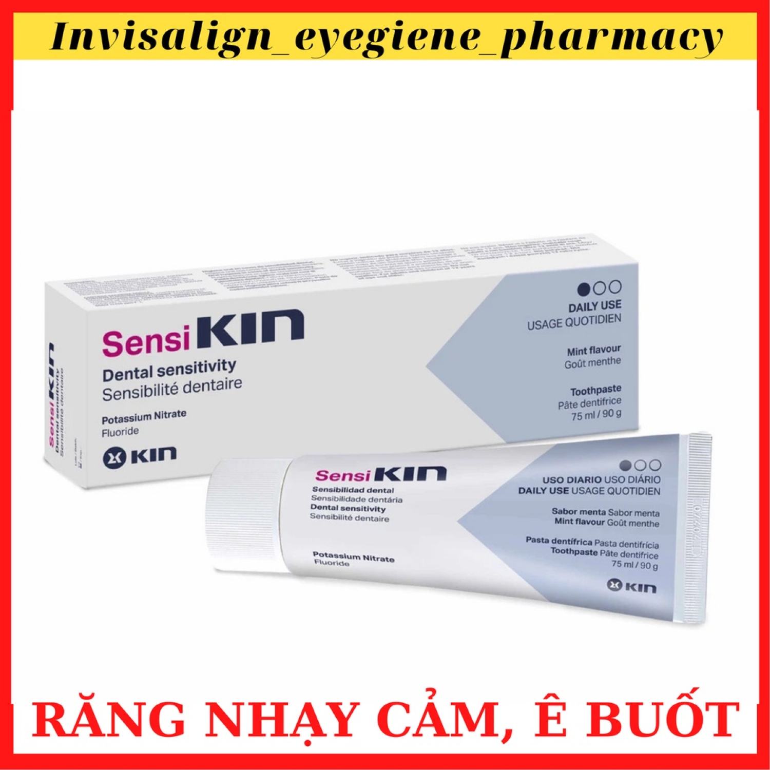 Kem đánh răng kin sensi ngăn ngừa ê buốt 75ml, cho răng nhạy cảm, răng yếu, người già, nha sĩ tin dùng