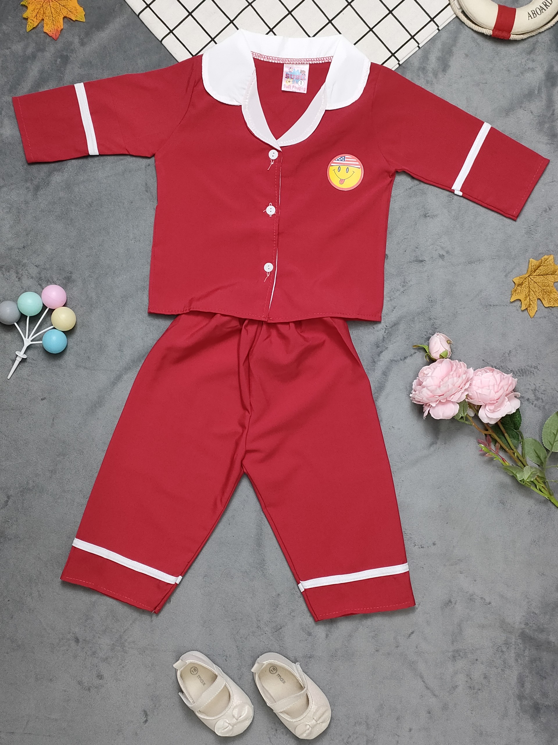 Bộ Pijama Tay Dài Màu Bé (6-14kg)