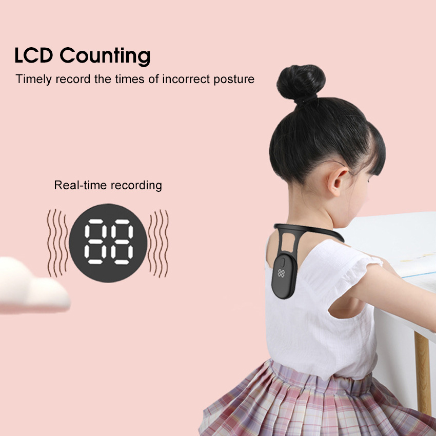 EsoGoal Posture Corrector Posture Vibration Reminder Hanging Neck Smart Posture Corrector Rechargeable Anti-Hunchback Correction Device Posture Trainer with LCD Counter