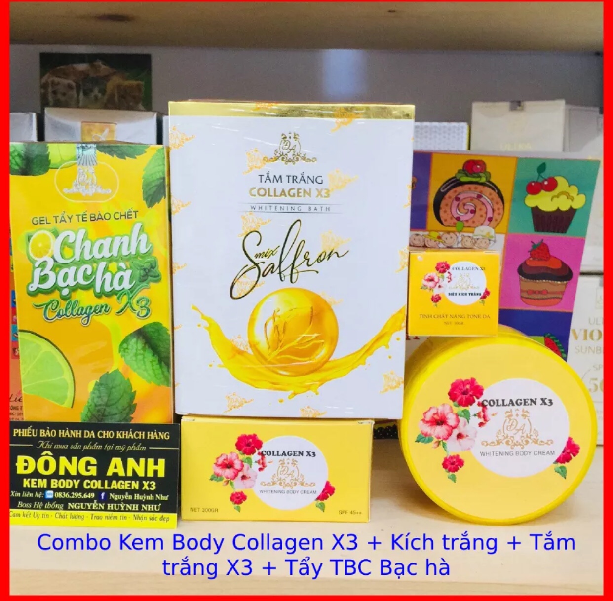Combo Kem Body Luxury + Kích trắng X3 + Tắm trắng X3 + Tẩy tế bào chết Chanh Bạc hà X3
