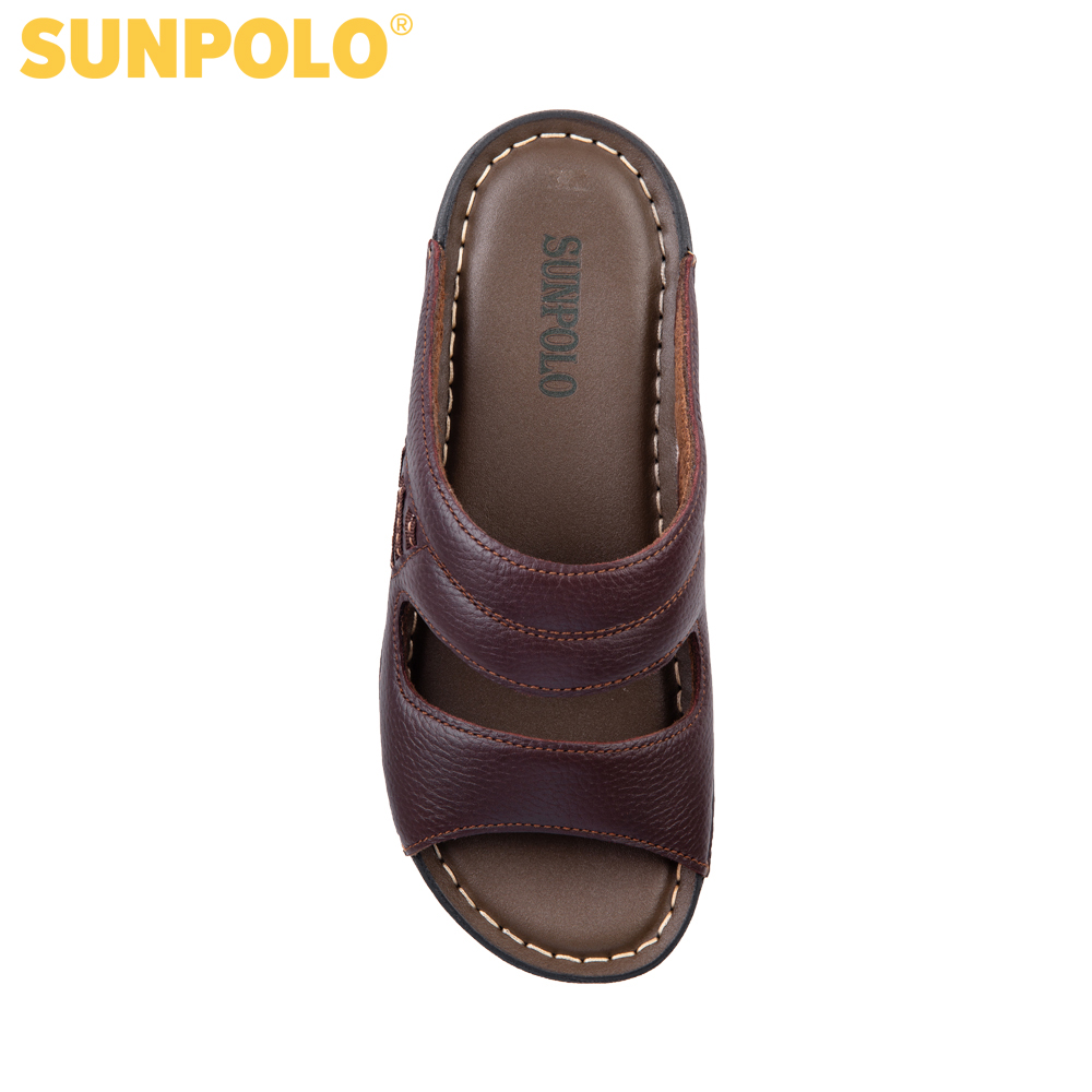 Dép nam da bò SUNPOLO DQN024 (Đen, Nâu)