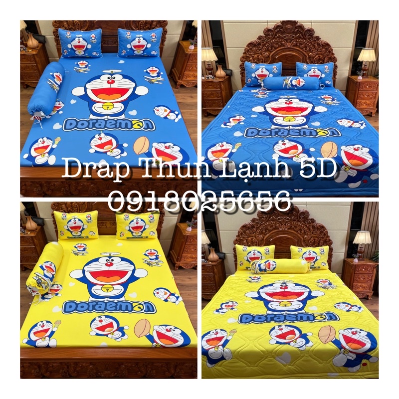 Drap Thun Lạnh 5D Cao Cấp mẫu Doremon