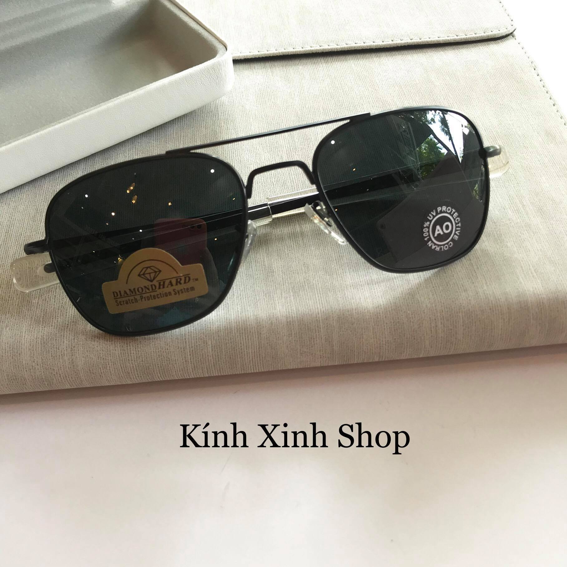 Kính râm, kính mát nam cơn ao tròng thủy tinh cao cấp - fullbox phụ kiện