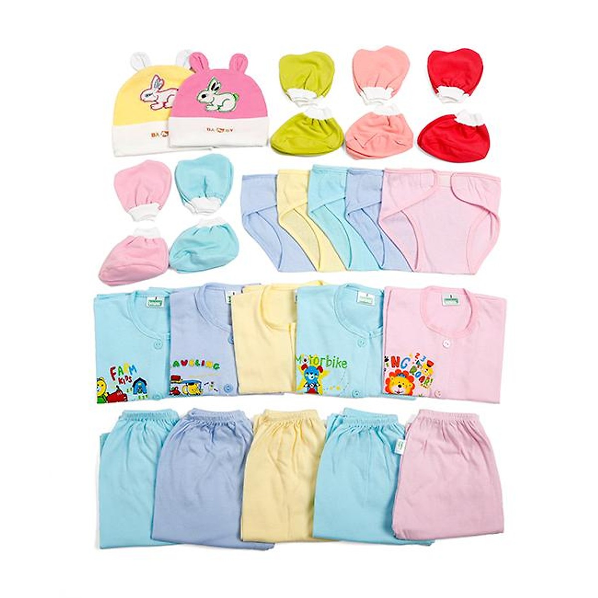 Combo 27 món đồ màu cho trẻ sơ sinh 2-7 ký