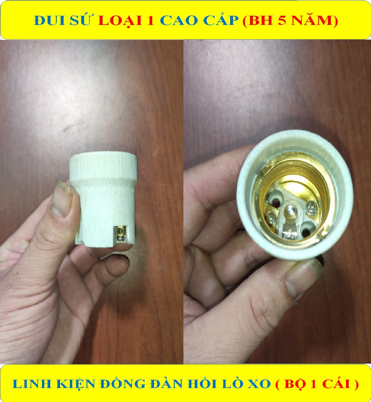 Đui sứ, đui xoáy sứ e27 loại 1 cao cấp đui + bh 5 năm