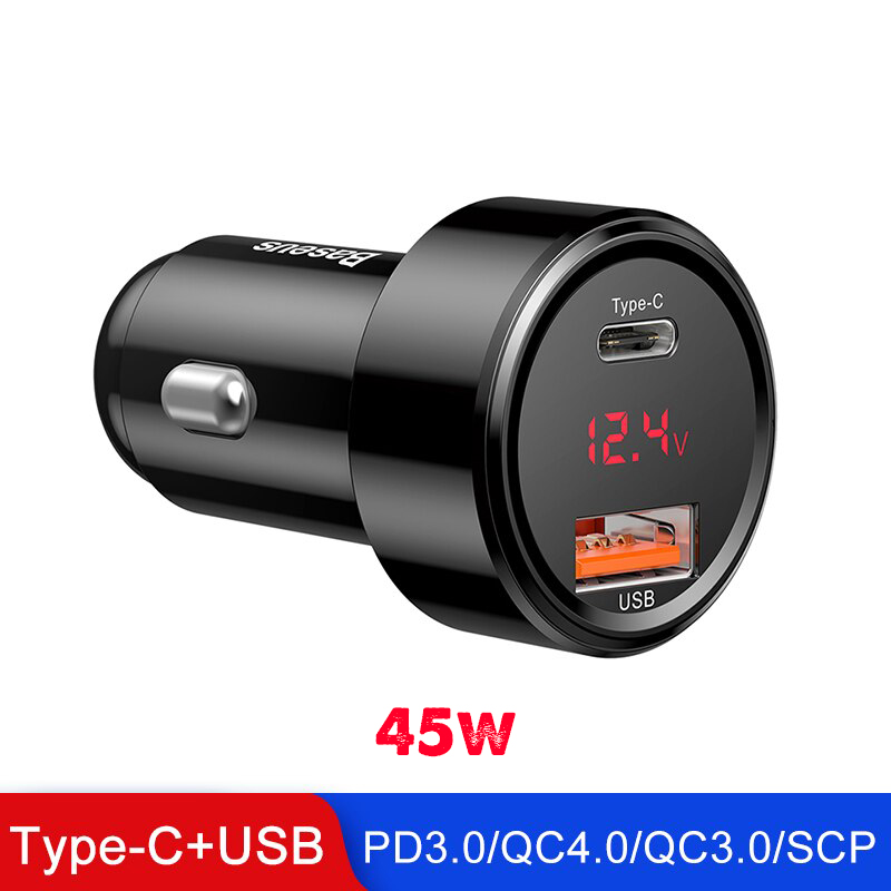 Tẩu Sạc Nhanh Ô Tô Baseus Dual-USB & Type-C (45 - 65W, Quick Charge 3.0, 4.0, PD3.0) Dùng Cho Xe Hơi, Xe Tải
